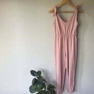 Roller Coaster Blush Pink Ribbed Tie-Strap Romper Jumpsuit – Women’s Size Medium
